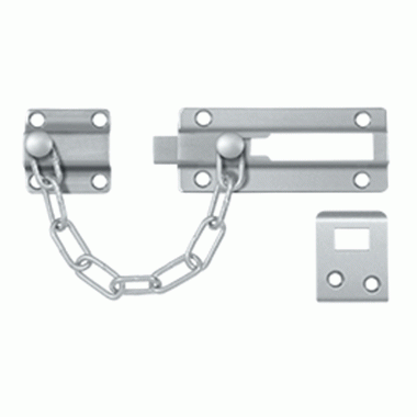 DELTANA Door Guards, Security, Solid Brass Door Guard, Chain / Doorbolt (Brushed Chrome Finish)