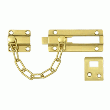 DELTANA Door Guards, Security, Solid Brass Door Guard, Chain / Doorbolt (Polished Brass Finish)