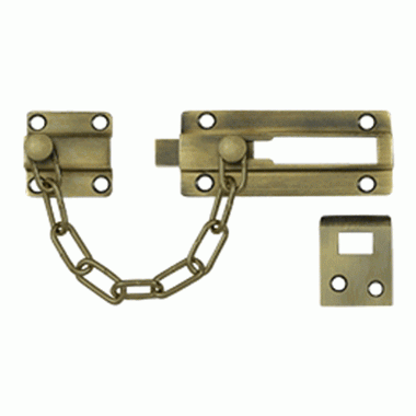 DELTANA Door Guards, Security, Solid Brass Door Guard, Chain / Doorbolt (Antique Brass Finish)