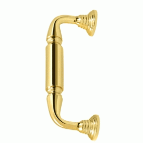 DELTANA 8 Inch Deltana Solid Brass Door Pull With Rosette (Polished Brass Finish)