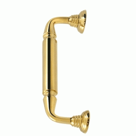 DELTANA 10 Inch Deltana Solid Brass Door Pull With Rosette (Polished Brass Finish)