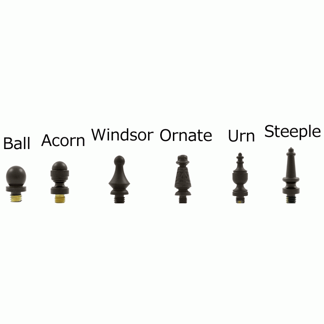 DELTANA Pair 3 1/2 Inch X 3 1/2 Inch Solid Brass Hinge Interchangeable Finials (5/8 Radius Corner, Oil Rubbed Bronze Finish)