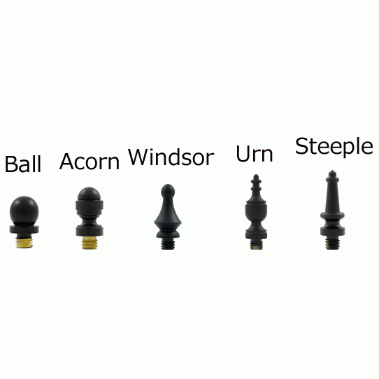 3 1/2 X 3 1/2 Inch Solid Brass Hinge Interchangeable Finials (Square Corner, Paint Black Finish) DELTANA