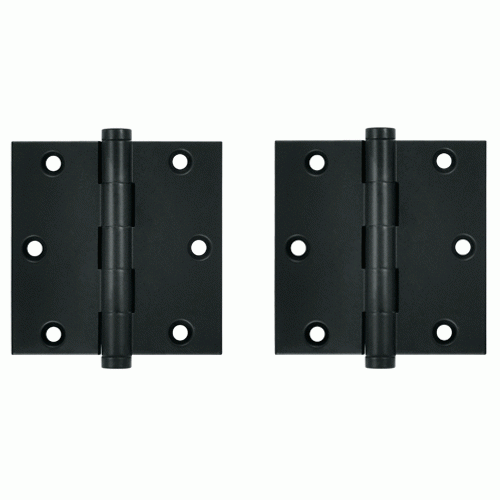 3 1/2 X 3 1/2 Inch Solid Brass Hinge Interchangeable Finials (Square Corner, Paint Black Finish) DELTANA