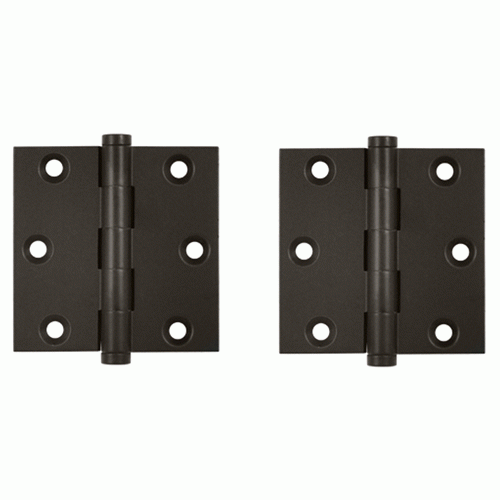 DELTANA 3 X 3 Inch Solid Brass Hinge Interchangeable Finials (Square Corner, Oil Rubbed Bronze Finish)