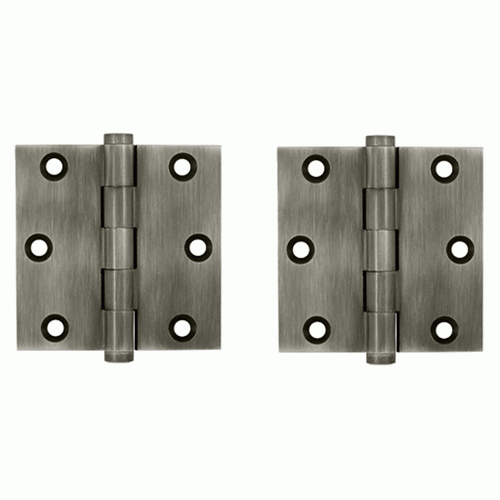 DELTANA 3 X 3 Inch Solid Brass Hinge Interchangeable Finials (Square Corner, Antique Nickel Finish)