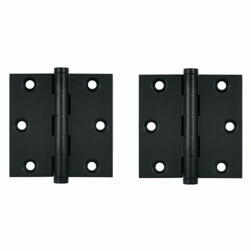 3 X 3 Inch Solid Brass Hinge Interchangeable Finials (Square Corner, Paint Black Finish) DELTANA