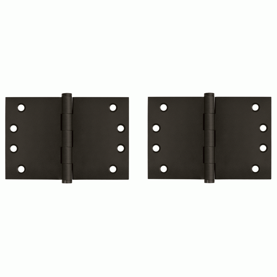 DELTANA 4 Inch X 6 Inch Solid Brass Wide Throw Hinge (Square Corner, Oil Rubbed Bronze Finish)