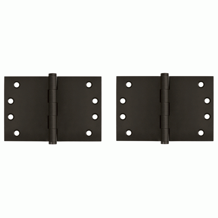 4 Inch X 6 Inch Solid Brass Wide Throw Hinge (Square Corner, Oil Rubbed Bronze Finish) DELTANA