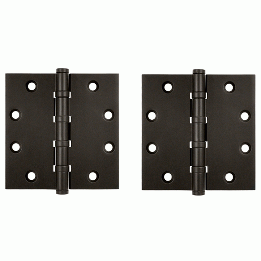 DELTANA 4 1/2 Inch X 4 1/2 Inch Solid Brass Four Ball Bearing Square Hinge (Oil Rubbed Bronze Finish)