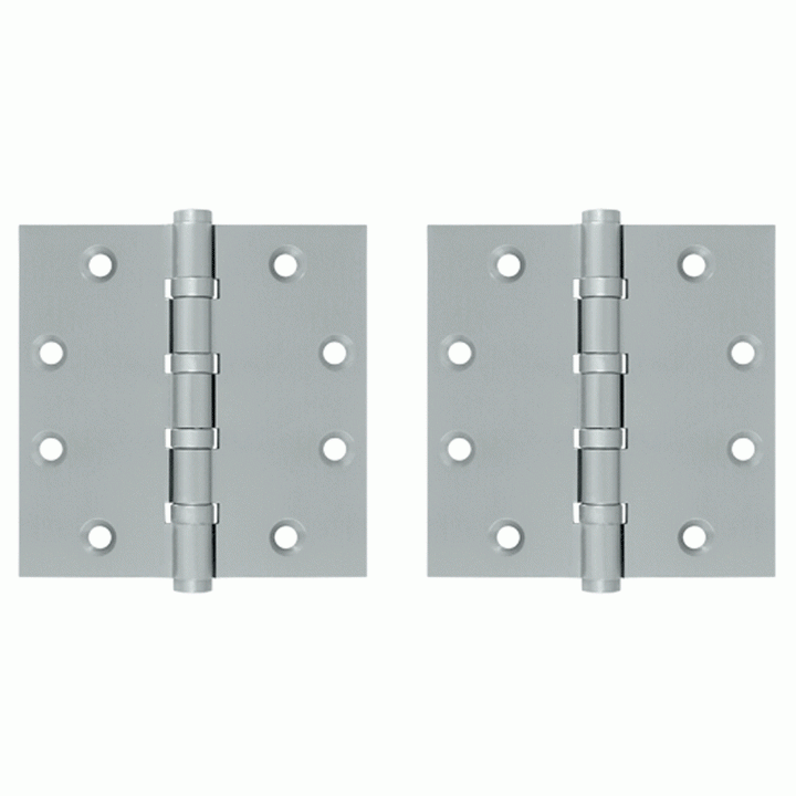 DELTANA 4 1/2 Inch X 4 1/2 Inch Solid Brass Four Ball Bearing Square Hinge (Brushed Chrome Finish)