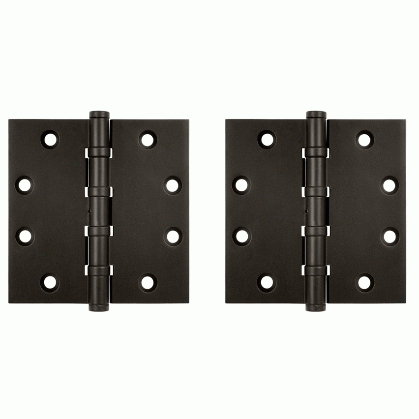 DELTANA 4 1/2 Inch X 4 1/2 Inch Solid Brass Non-Removable Pin Square Hinge (Oil Rubbed Bronze Finish)