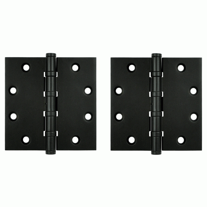 DELTANA 4 1/2 Inch X 4 1/2 Inch Solid Brass Non-Removable Pin Square Hinge (Paint Black Finish)