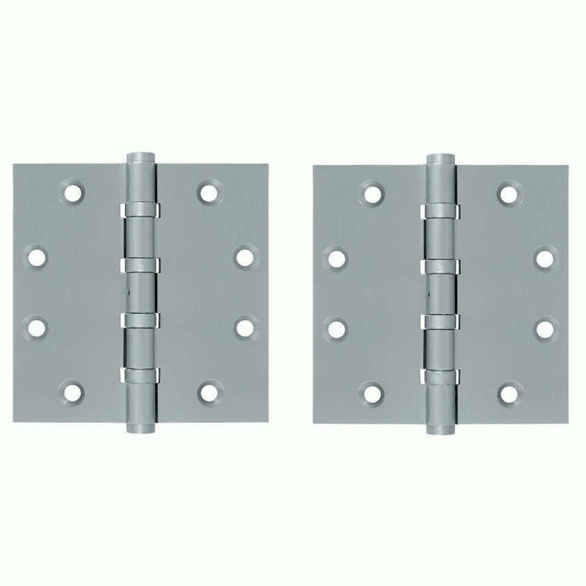 DELTANA 4 1/2 Inch X 4 1/2 Inch Solid Brass Non-Removable Pin Square Hinge (Brushed Chrome Finish)