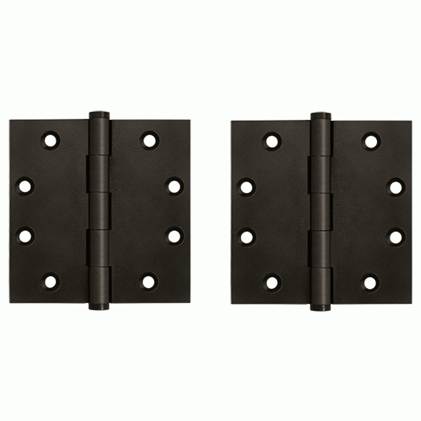 DELTANA 4 1/2 Inch X 4 1/2 Inch Solid Brass Square Hinge Interchangeable Finials (Oil Rubbed Bronze Finish)