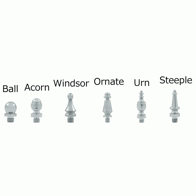 DELTANA 4 1/2 Inch X 4 1/2 Inch Solid Brass Square Hinge Interchangeable Finials (Chrome Finish)