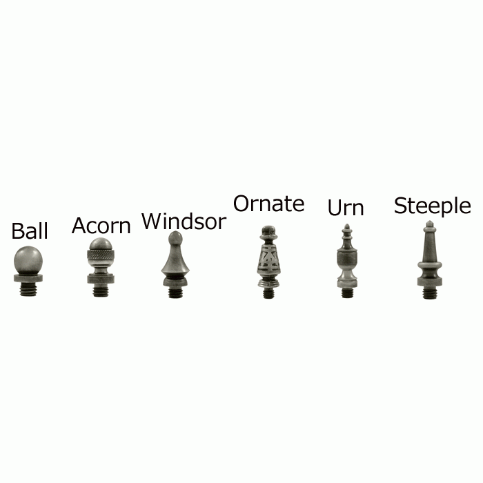 4 Inch X 4 Inch Ball Bearing Hinge Interchangeable Finials (Square Corner, Antique Nickel Finish) DELTANA