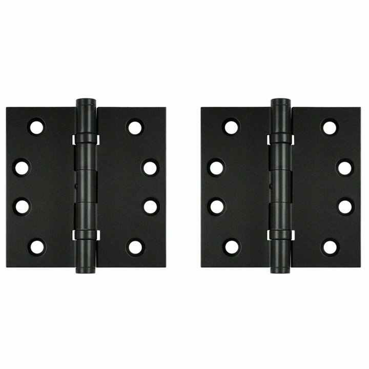 4 Inch X 4 Inch Ball Bearing Hinge Interchangeable Finials (Square Corner, Paint Black Finish) DELTANA