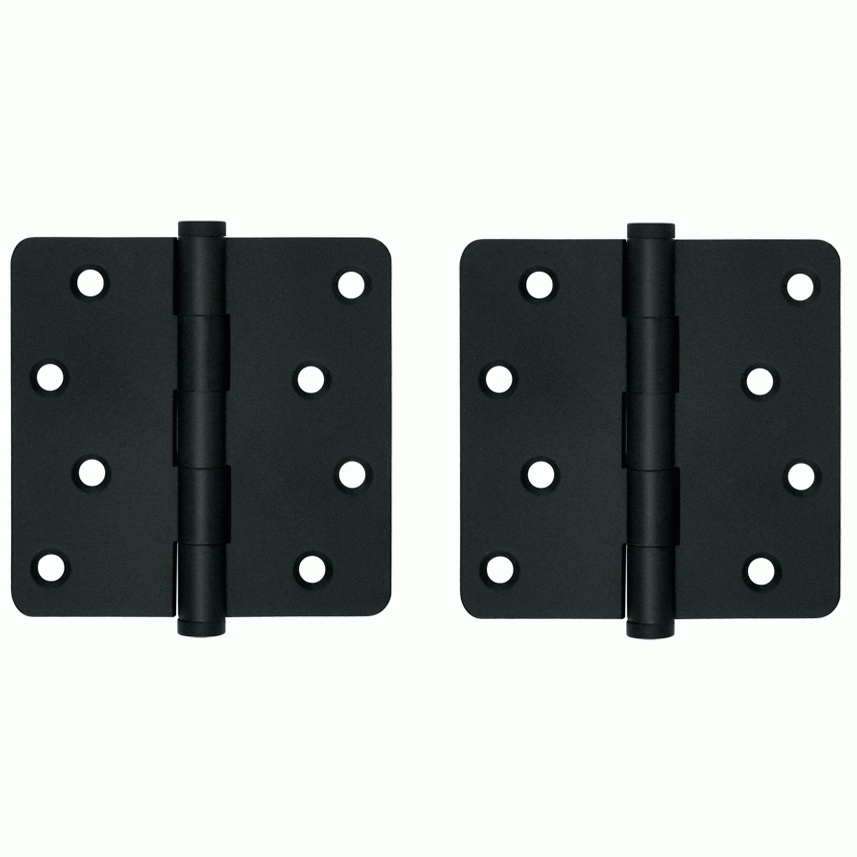 4 Inch X 4 Inch Solid Brass Zig-Zag Hinge (1/4 Radius Corner, Paint Black Finish) DELTANA