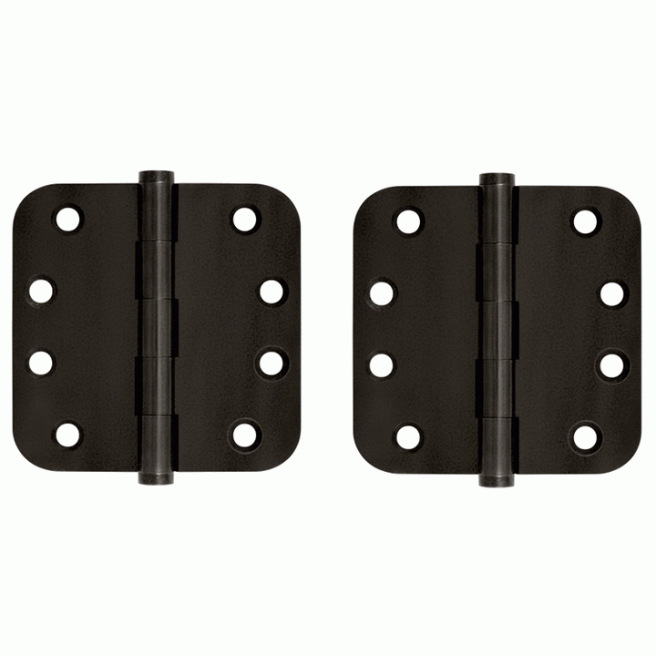 DELTANA 4 Inch X 4 Inch Solid Brass Hinge (5/8 Radius Corner, Oil Rubbed Bronze Finish)