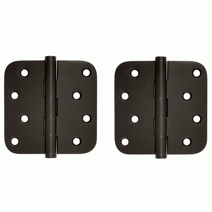 DELTANA 4 Inch X 4 Inch Solid Brass Zig-Zag Hinge (5/8 Radius Corner, Oil Rubbed Bronze Finish)