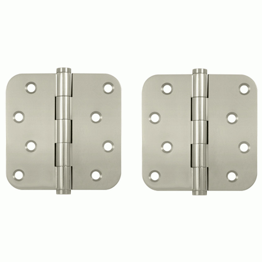 DELTANA 4 Inch X 4 Inch Solid Brass Zig-Zag Hinge (5/8 Radius Corner, Polished Nickel Finish)