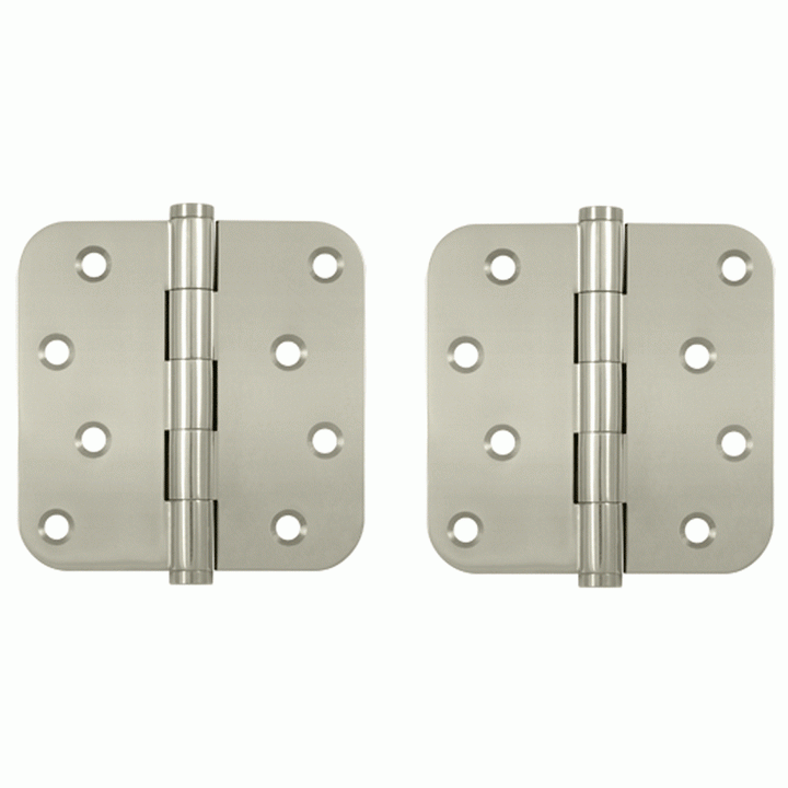 DELTANA 4 Inch X 4 Inch Solid Brass Zig-Zag Hinge (5/8 Radius Corner, Polished Nickel Finish)