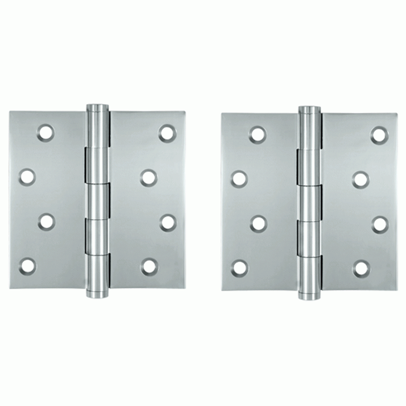 4 Inch X 4 Inch Solid Brass Zig-Zag Hinge (Square Corner, Chrome Finish) DELTANA