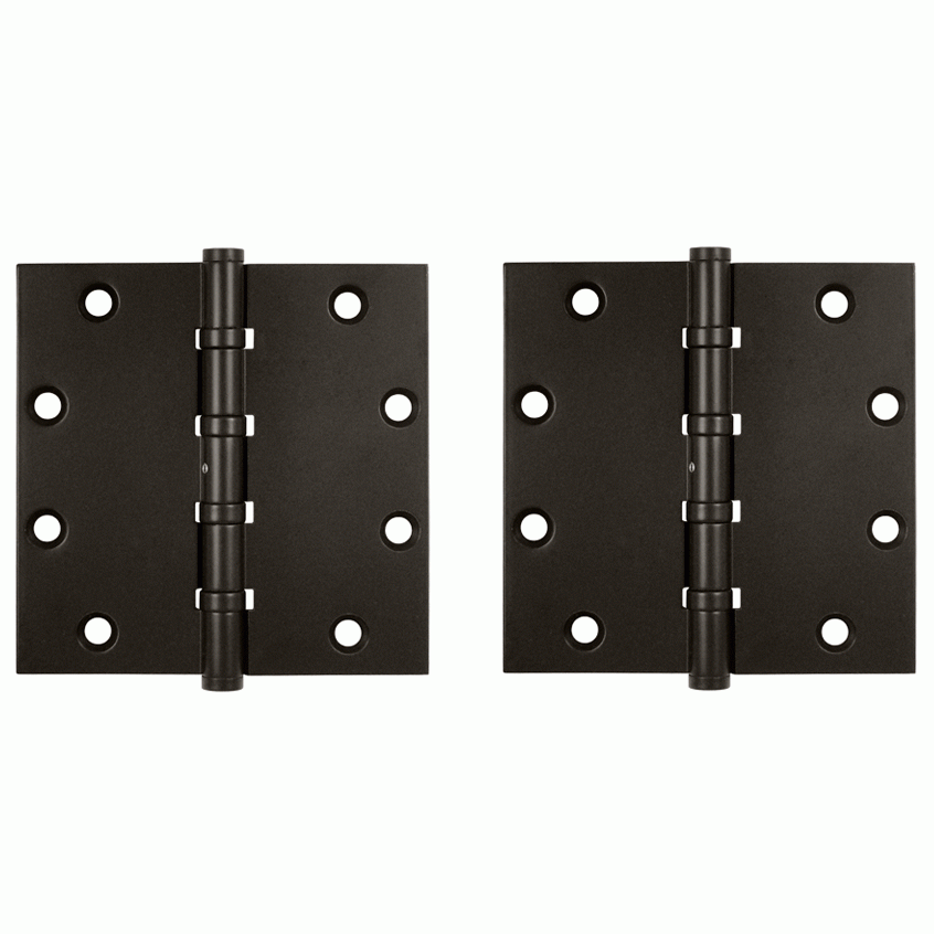 DELTANA 5 Inch X 5 Inch Solid Brass Non-Removable Pin Square Hinge (Oil Rubbed Bronze Finish)