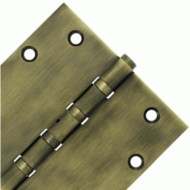 DELTANA 5 Inch X 5 Inch Solid Brass Non-Removable Pin Square Hinge (Antique Brass Finish)