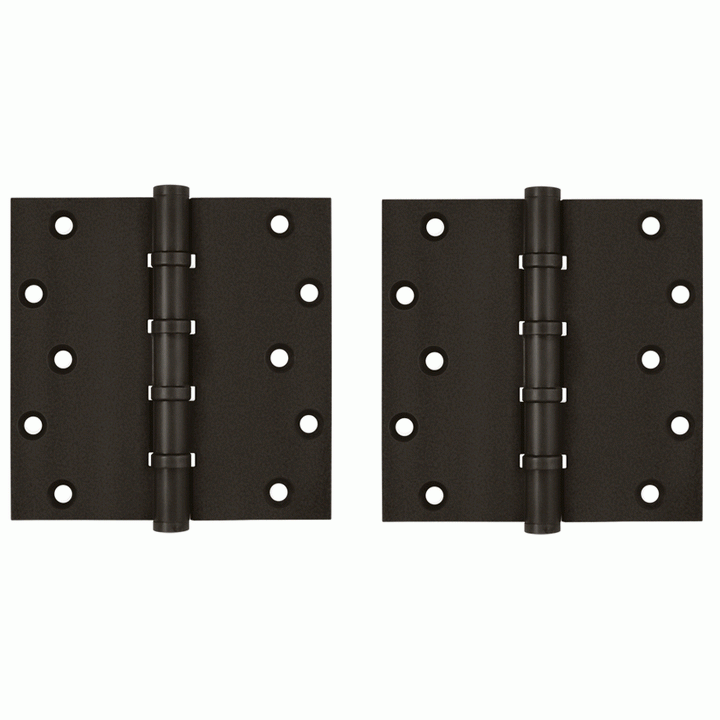 6 Inch X 6 Inch Solid Brass Ball Bearing Square Hinge (Oil Rubbed Bronze Finish) DELTANA