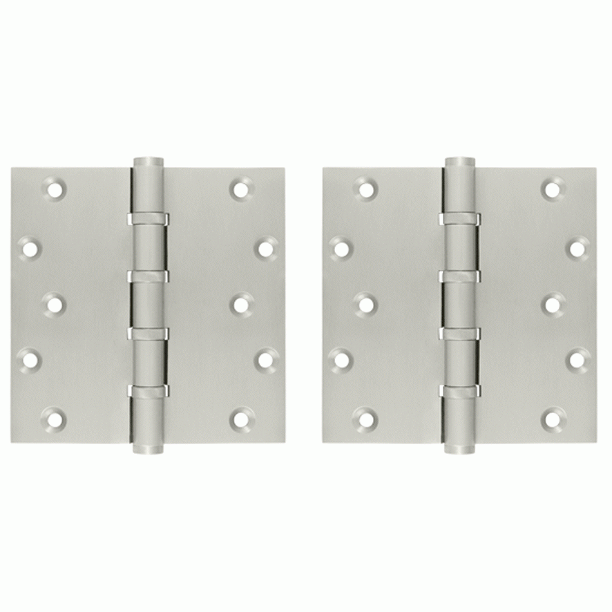 DELTANA 6 Inch X 6 Inch Solid Brass Ball Bearing Square Hinge (Brushed Nickel Finish)