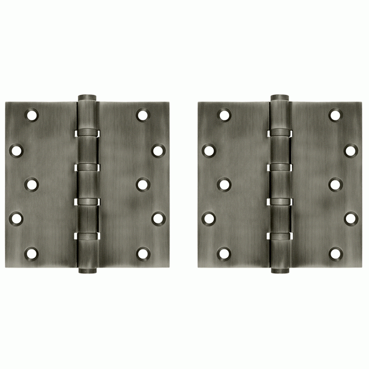 DELTANA 6 Inch X 6 Inch Solid Brass Ball Bearing Square Hinge (Antique Nickel Finish)