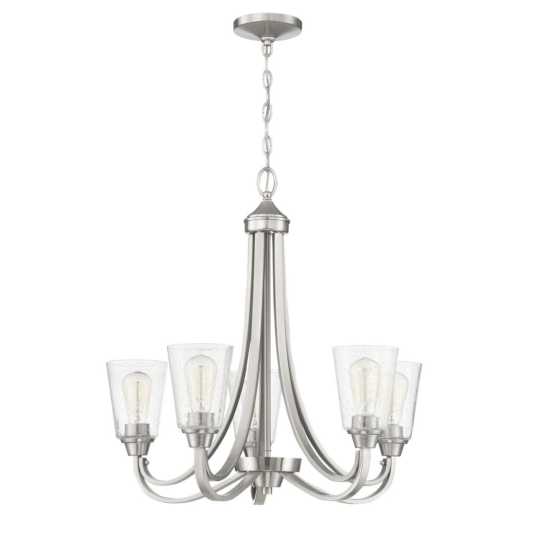 CRAFTMADE Grace 5 Light Chandelier in Brushed Polished Nickel (Clear Seeded Glass)