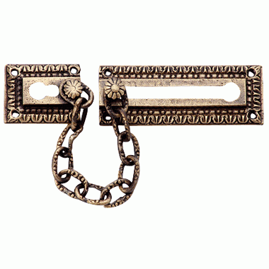 Copper Mountain Hardware Egg & Dart Pattern Solid Brass Door Chain Guard (Antique Brass Finish)