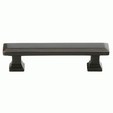 EMTEK 4 1/4 Inch Overall (3 Inch c-c) Brass Geometric Rectangular Pull (Oil Rubbed Bronze Finish)