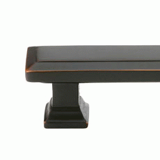 EMTEK 5 1/4 Inch Overall (4 Inch c-c) Brass Geometric Rectangular Pull (Oil Rubbed Bronze Finish)