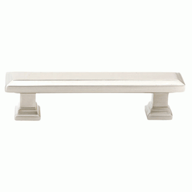 EMTEK 4 1/4 Inch Overall (3 Inch c-c) Brass Geometric Rectangular Pull (Satin Nickel Finish)