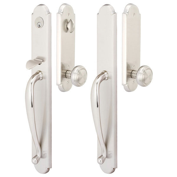 EMTEK Solid Brass Albany Style Mortise Entryway Set (Brushed Nickel)