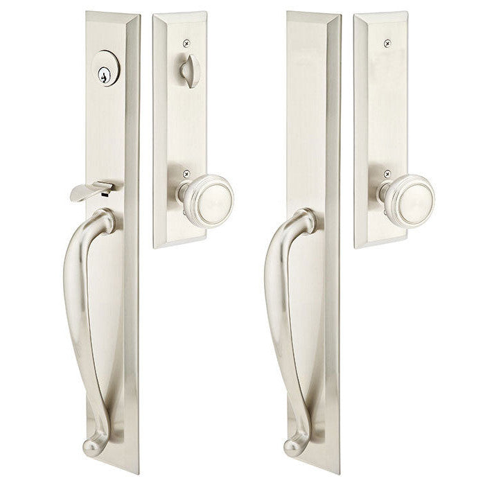 EMTEK Solid Brass Jefferson Style Entryway Set (Brushed Nickel Finish)