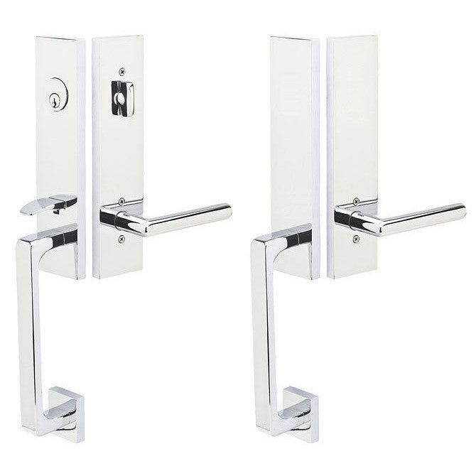 EMTEK Solid Brass Davos Style Entryway Set (Polished Chrome Finish)