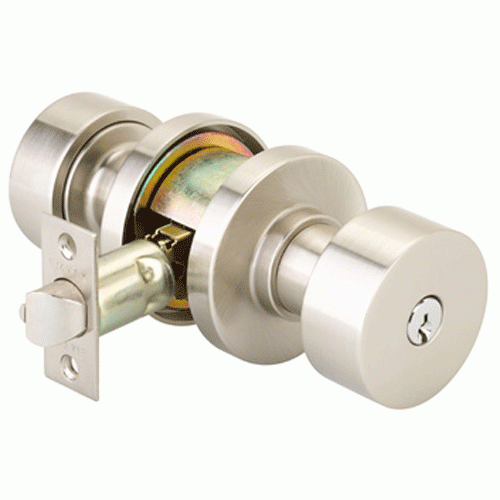 EMTEK Solid Brass Key In Round Door Knob Set With Disk Rosette