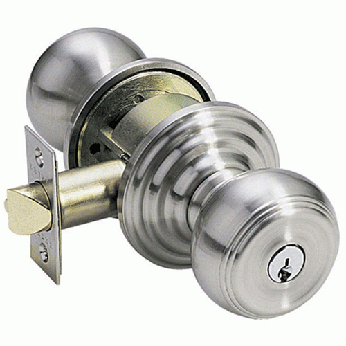 EMTEK Solid Brass Key In Waverly Door Knob Set With Regular Rosette