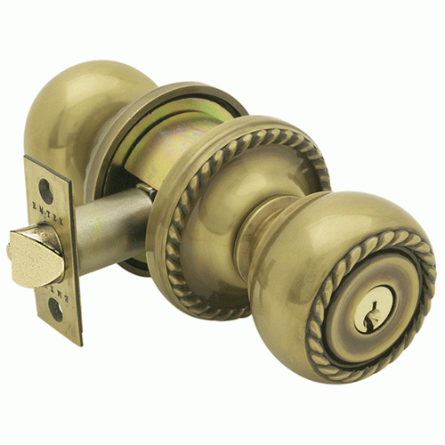 EMTEK Solid Brass Key In Rope Door Knob Set With Rope Rosette