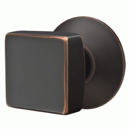 EMTEK Solid Brass Square Knob With Modern Rosette (Several Finish Options)