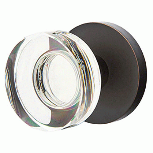 EMTEK Modern Disc Crystal Door Knob Set With Disk Rosette (Several Finishes)