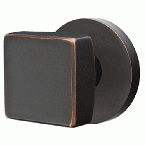 EMTEK Solid Brass Square Knob With Disk Rosette (Several Finish Options)