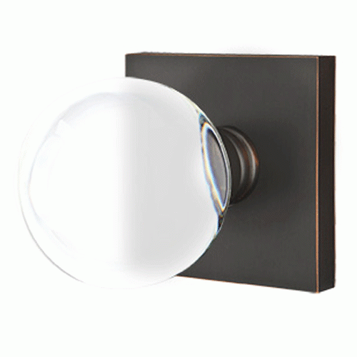 EMTEK Crystal Bristol Door Knob Set With Square Rosette (Several Finishes)