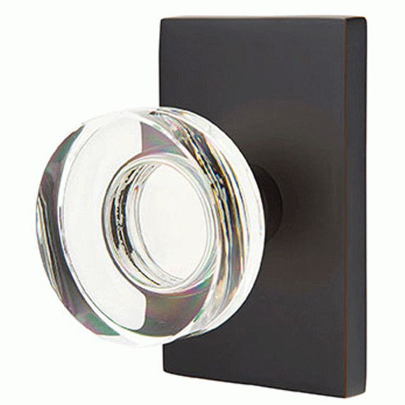 EMTEK Emtek Modern Disc Crystal Door Knob Set Modern Rectangular Rosette