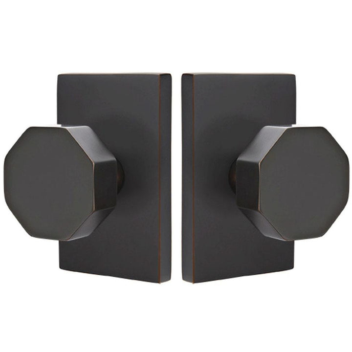 EMTEK Emtek Solid Brass Octagon Door Knob Set Modern Rectangular Rosette